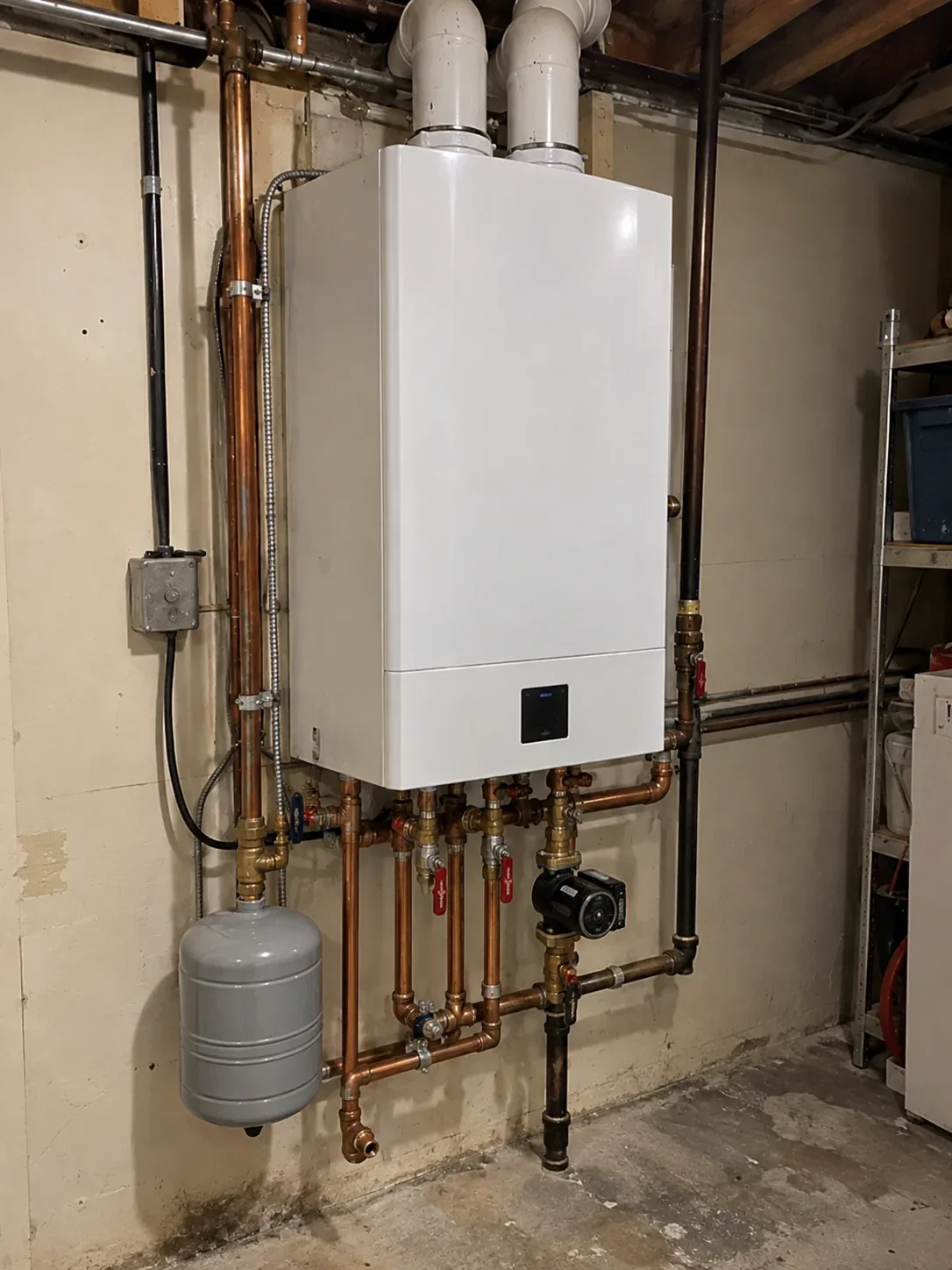 New wall-mounted boiler installed in the same place as the older unit